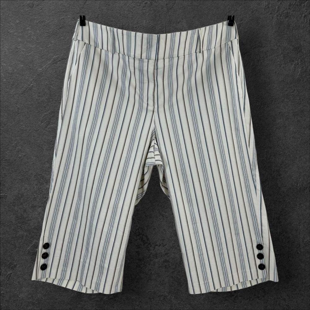 NEW $79Lane Bryant Capri Womens 26 Ivory Striped Crop The Laney Capris Wide Leg